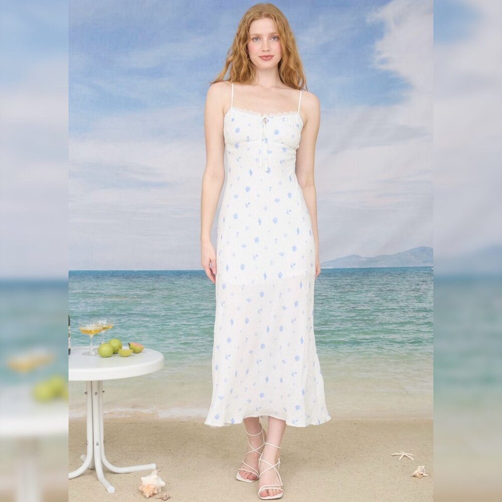 MEET ME BY THE OCEAN WHITE PATTERNED MAXI DRESS